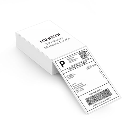 MUNBYN 4x6 Thermal Printer Labels, Commercial Grade, 220 Sheets/Stack