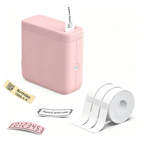 FLEXYVA Mini Label Maker Machine with 3 Tapes, P24 Label Makers, Pink
