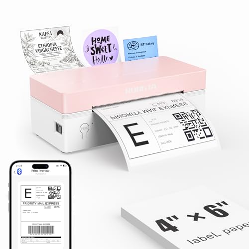 Rongta 4x6 Bluetooth Thermal Label Printer, Wireless Shipping Label Printers for Shipping Packages Small Business Office or Home, Compatible with iPhone Android iPad macOS Windows, Pink
