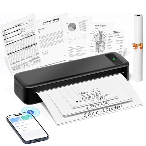 Portable Printers Wireless for Travel, A285M Small Inkless Thermal Printer