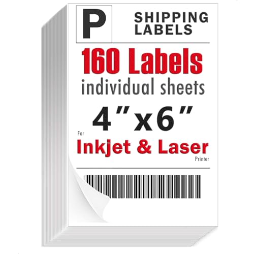 Shipping Labels 4x6 Inch, for Home and Office Printers, Strong Adhesive Stickers, Matte 160 Sheets