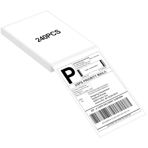 Joyberg 4x6 Thermal Labels 240 PCS, Shipping Labels, Strong Adhesive Thermal Label, White Printer Paper/Label