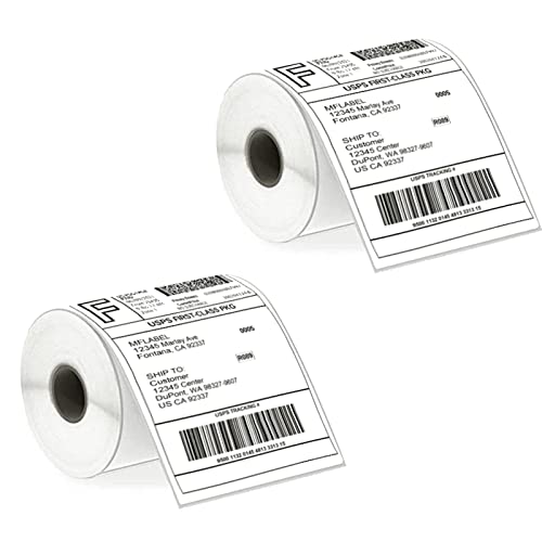MFLABEL 4x6 Thermal Shipping Labels - 2 Rolls of 250, Perforated & Smudge-Proof Direct Thermal Labels Compatible with Rollo, Zebra, for Amazon UPS FedEx Shopify