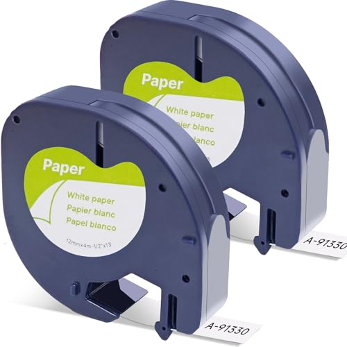 Label Orison Cable for Dymo Label Maker Refills 91330 Compatible with Dymo Letratag Refills, LT Paper Label Tape for LetraTag LT-100H LT-100T,1/2Inch x 13Feet(12mm x 4m),Black on White, 2Pack