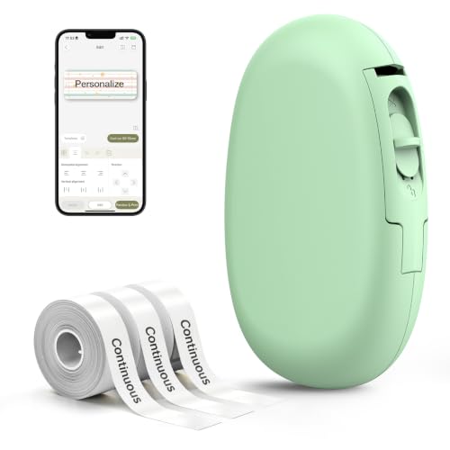 SUPVAN E10 Bluetooth Label Maker Machine with 3 Tapes, Green Bundle