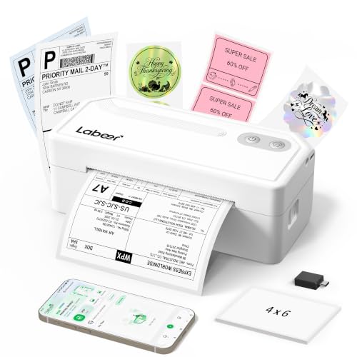 Labeer Bluetooth Thermal Shipping Label Printer, Wireless 4x6 Printer White