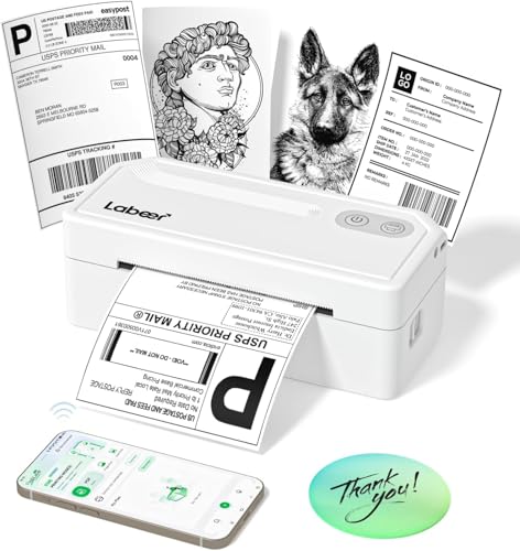 Labeer Bluetooth Thermal Shipping Label Printer, Wireless 4x6 Printer White