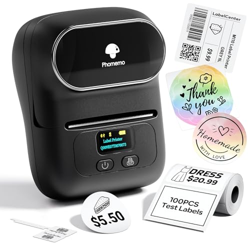 Phomemo M110 Label Makers, Portable Bluetooth Thermal Printer with Display